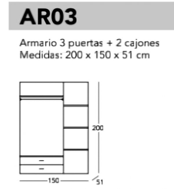 ARMARIO 3 PUERTA MODELO ARO3 - Imagen 4