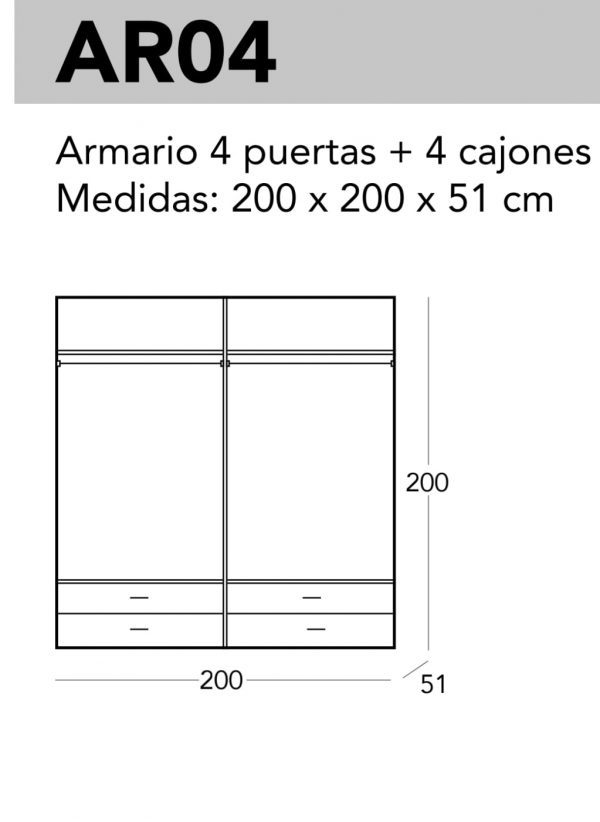 Armario de Madera 4 Puertas | Calidad y Estilo - Imagen 3