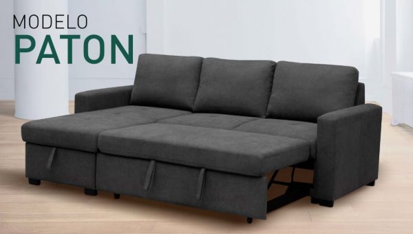Sofa cheslong cama con arcón modelo Paton