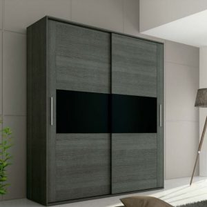 Armario puertas correderas 207,6x180x55 color ceniza-negro