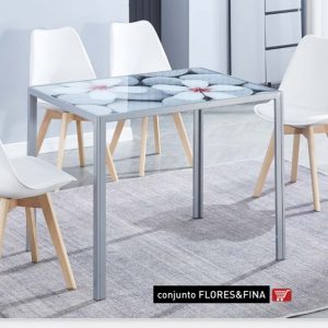 Mesa florar  fija + 6 silla